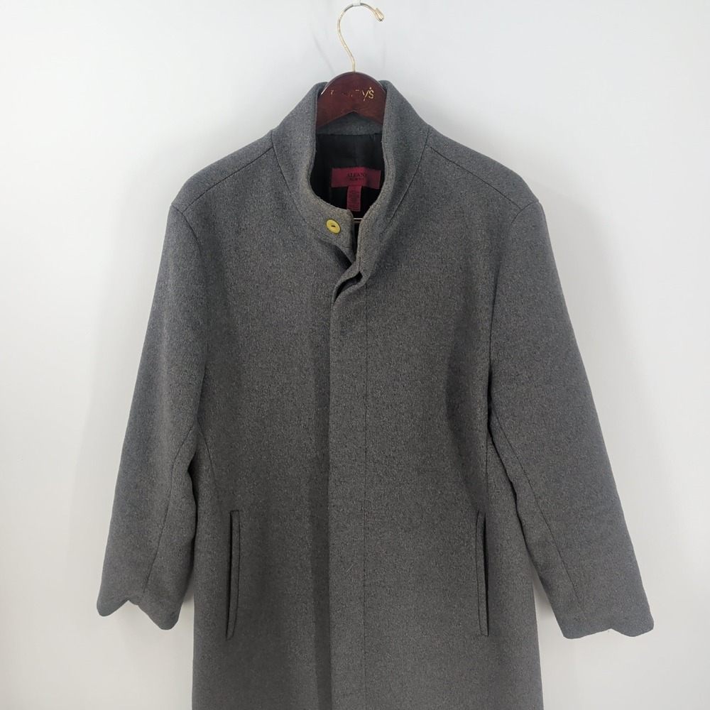 Vintage Alfani Slim Fit Long Sleeve Button Front Overcoat Charcoal Gray Size L
